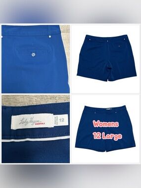 Women's Lady Hagen 12 Large Golf Shorts Blue Bermuda Chino Khakis Stretch